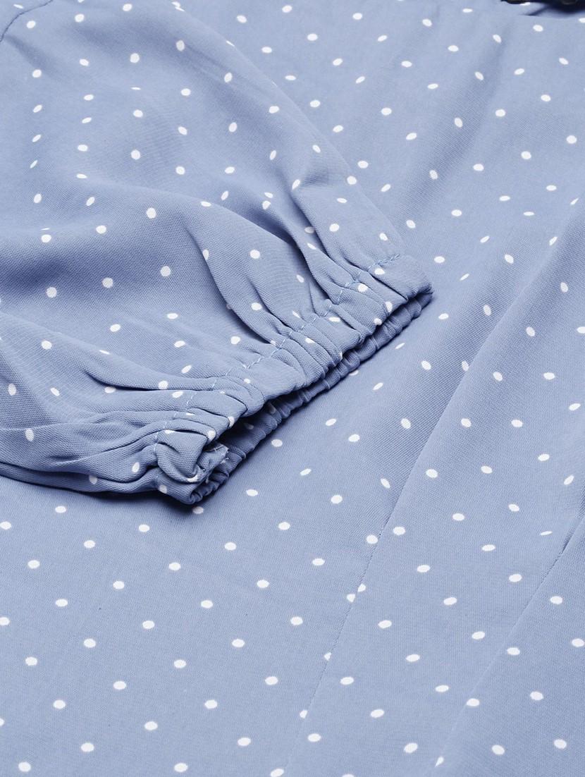 women blue polka dot a-line mini dress - 20605236 - Standard Image - 8