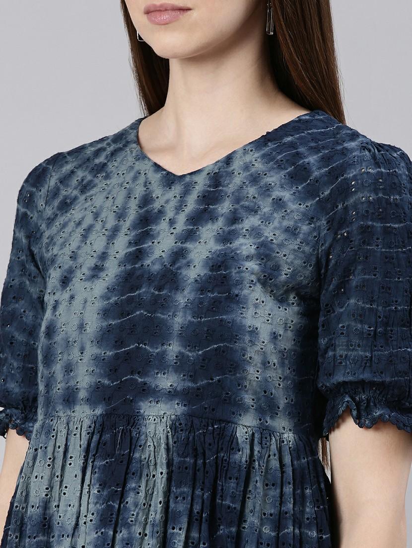 women navy blue tie-dye a-line dress - 20605243 - Standard Image - 5