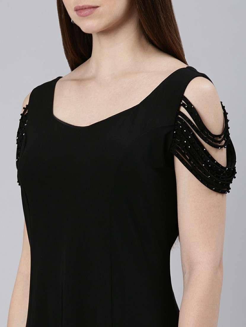 women black solid a-line dress - 20605249 -  Standard Image - 5