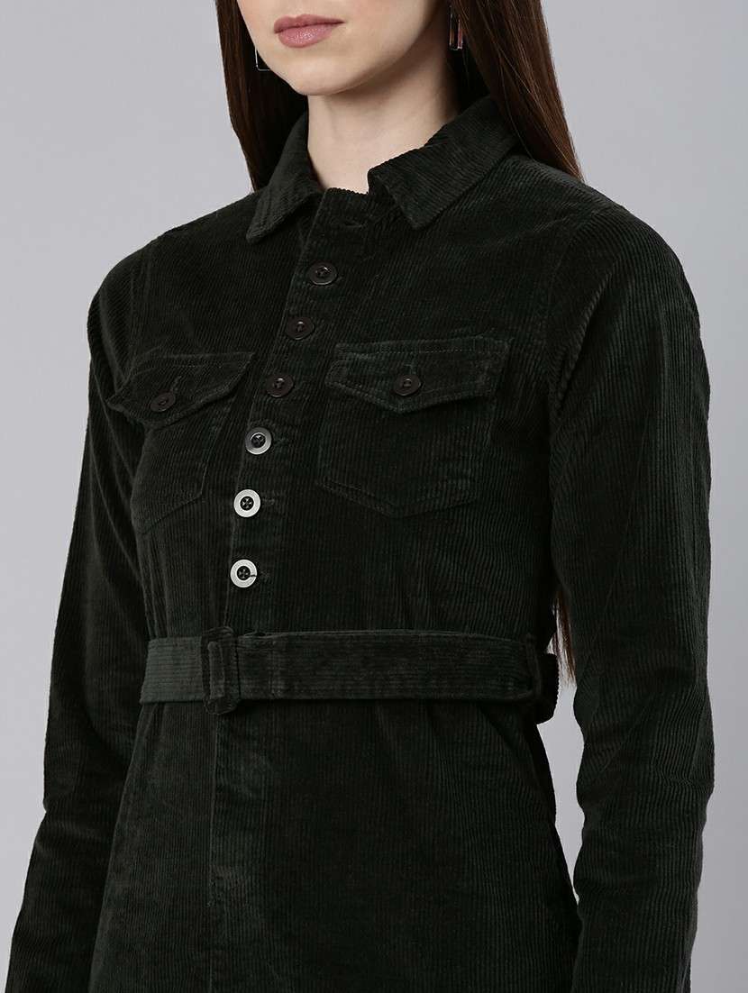 women black corduroy mini shirt dress - 20605255 -  Standard Image - 5
