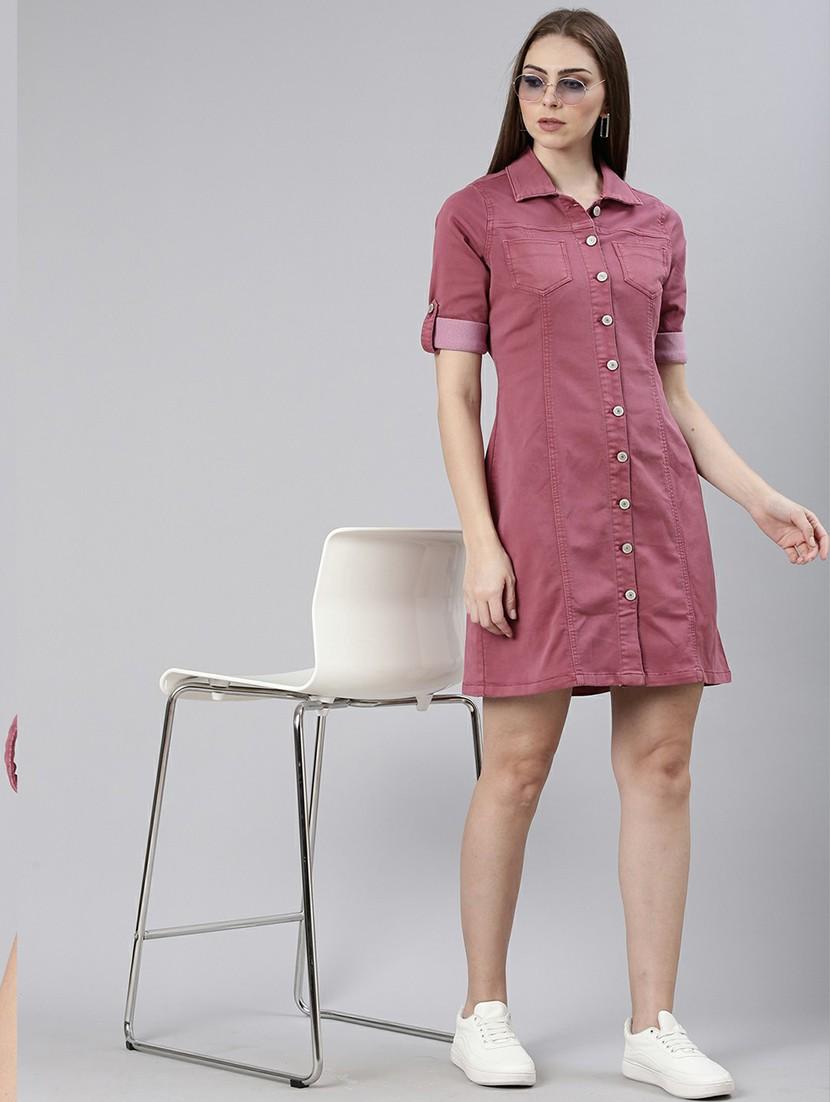 women solid collared shirt dress - 20605266 - Standard Image - 3
