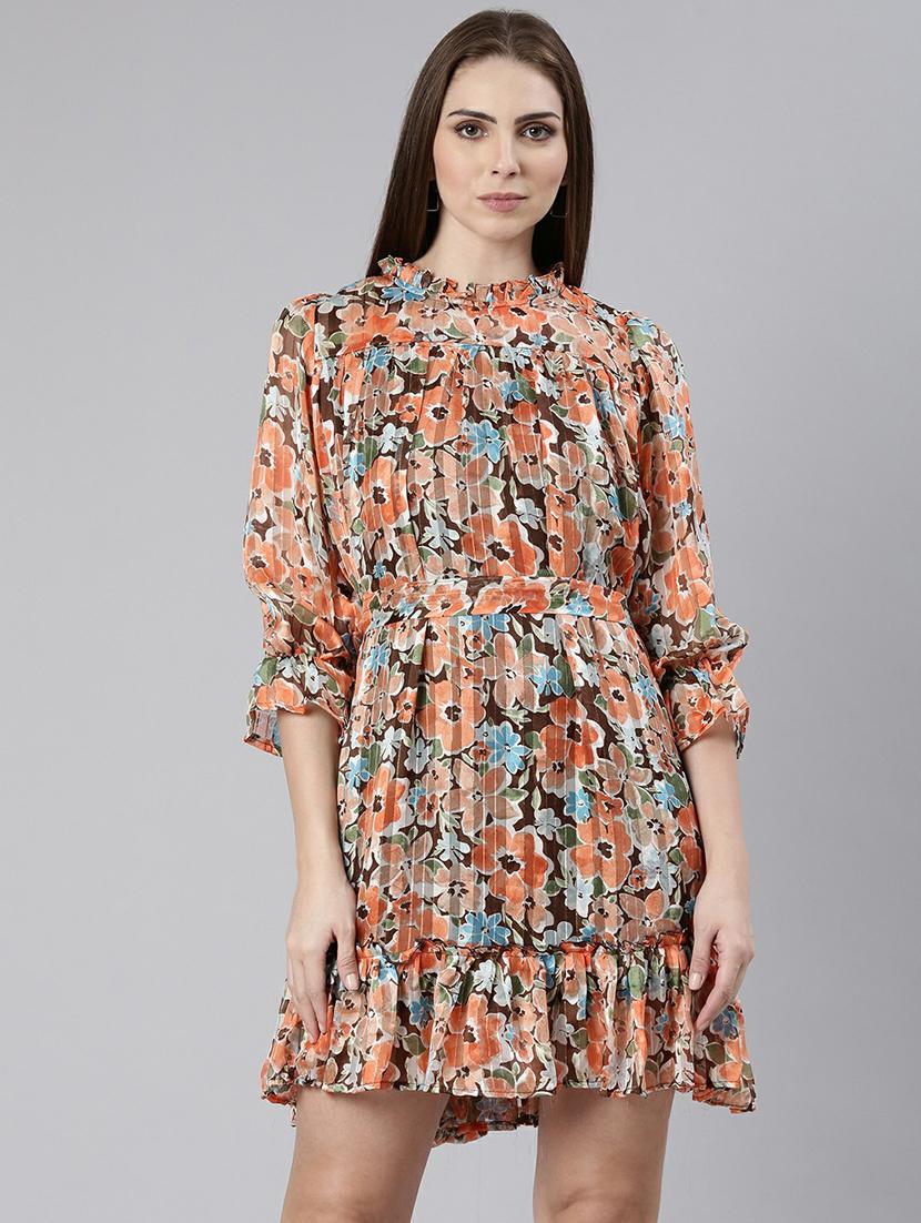 women floral print fit & flare mini dress - 20605273 - Zoom Image - 0