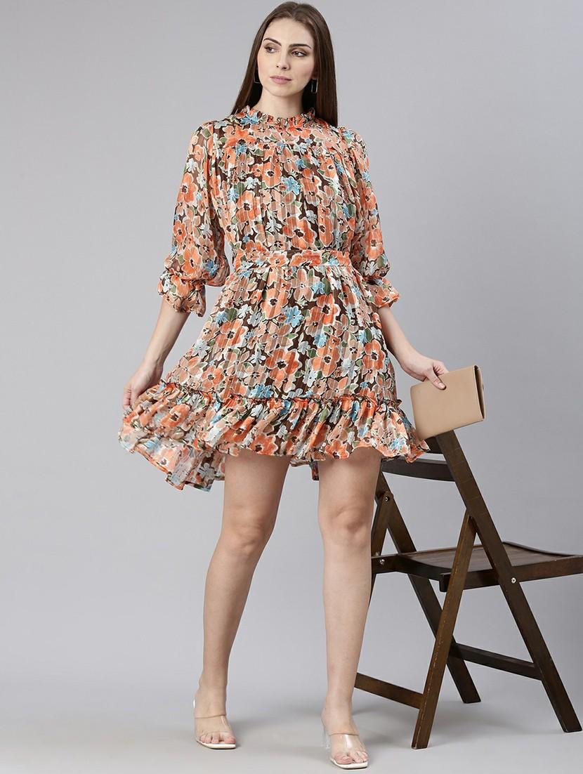 women floral print fit & flare mini dress - 20605273 - Standard Image - 3