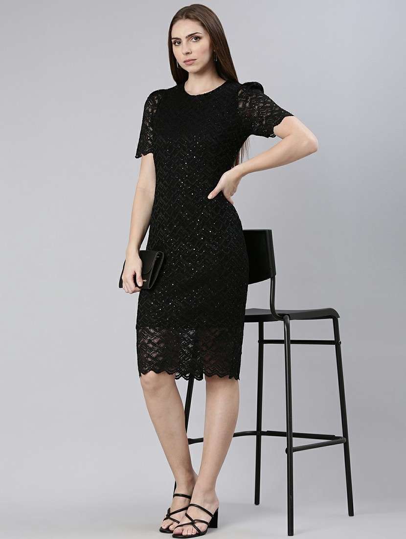 women black net bodycon dress - 20605275 -  Standard Image - 3