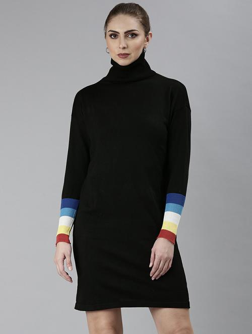 women black turtle neck bodycon dress - 20605283 - Standard Image - 0