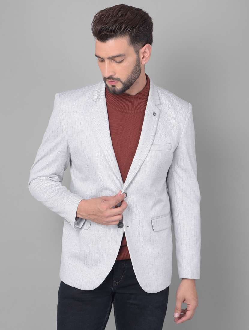 grey polyester single breasted casual blazer