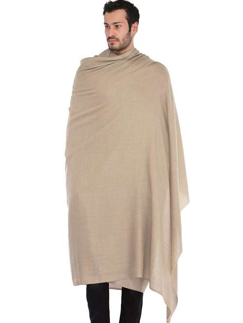 men solid beige wool shawl - 20605506 -  Standard Image - 0