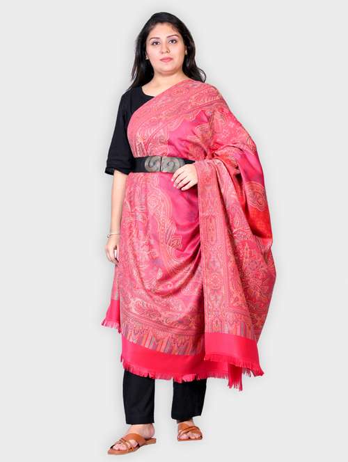 women self designed woolen shawl - 20605521 -  Standard Image - 0