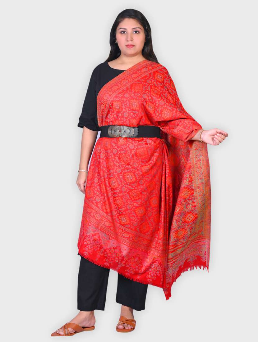 women self designed woolen shawl - 20605524 -  Zoom Image - 0