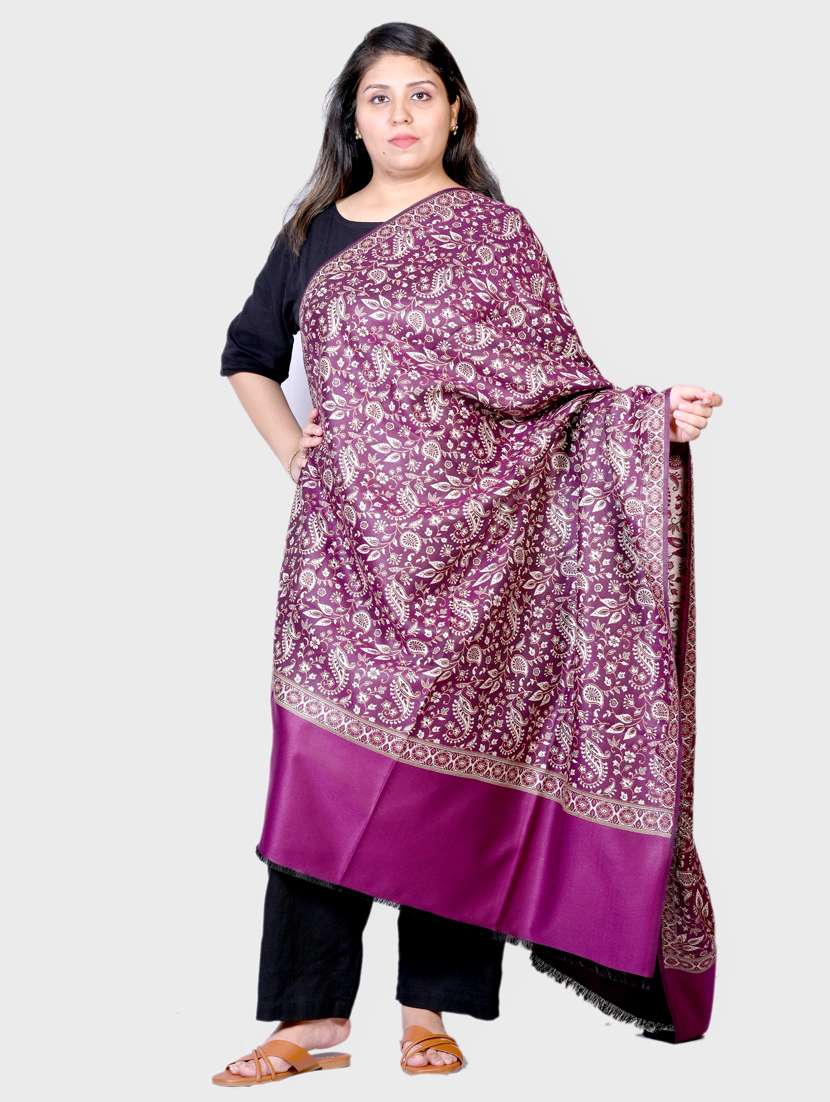 women self designed woolen shawl - 20605532 -  Zoom Image - 0