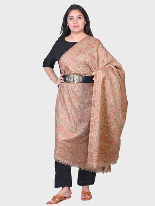 beige printed wool shawl - 20605536 -  Standard Image - 0