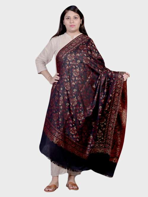 women self designed woolen shawl - 20605538 -  Standard Image - 0