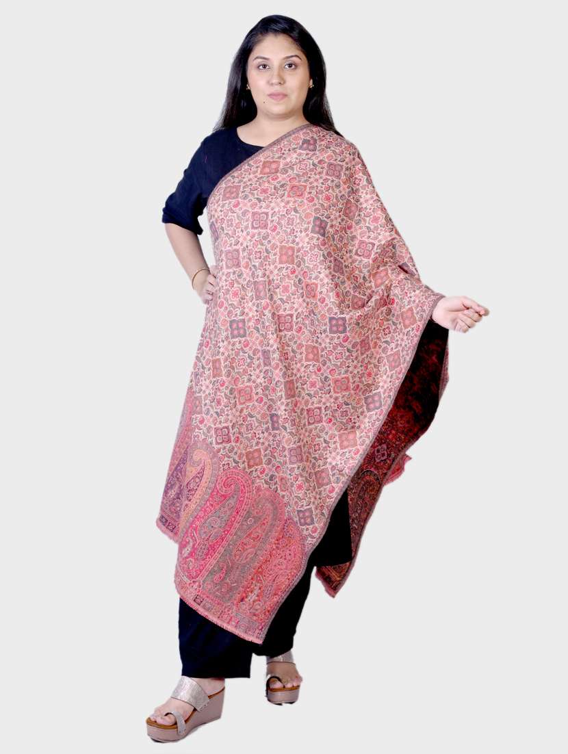 unisex multi colored printed wool stole