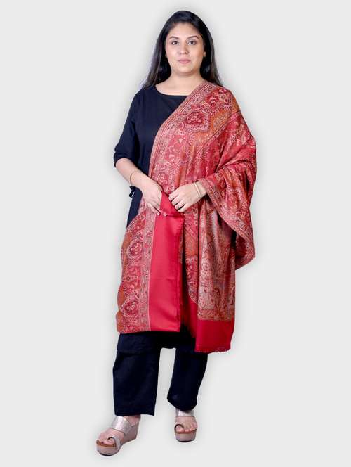 women self designed woolen shawl - 20605585 -  Standard Image - 0