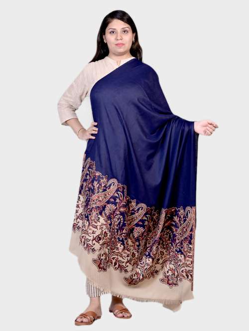 women self designed woolen shawl - 20605602 -  Standard Image - 0