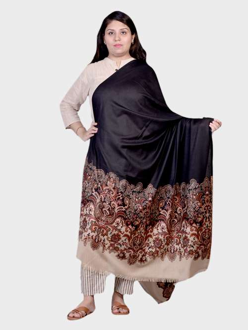 women self designed woolen shawl - 20605603 -  Standard Image - 0