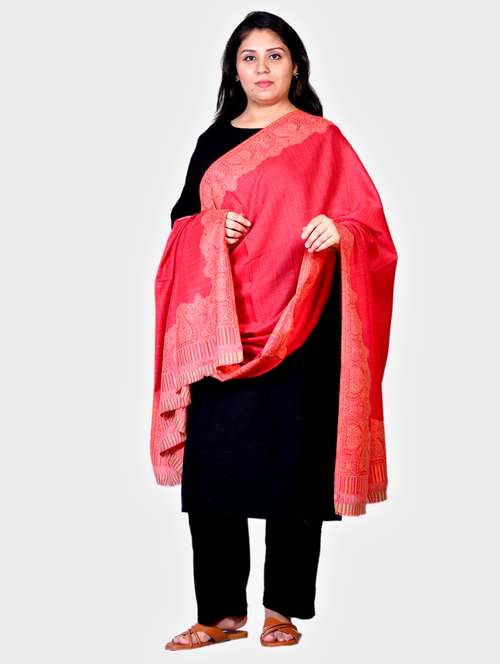 women self designed woolen shawl - 20605629 -  Standard Image - 0
