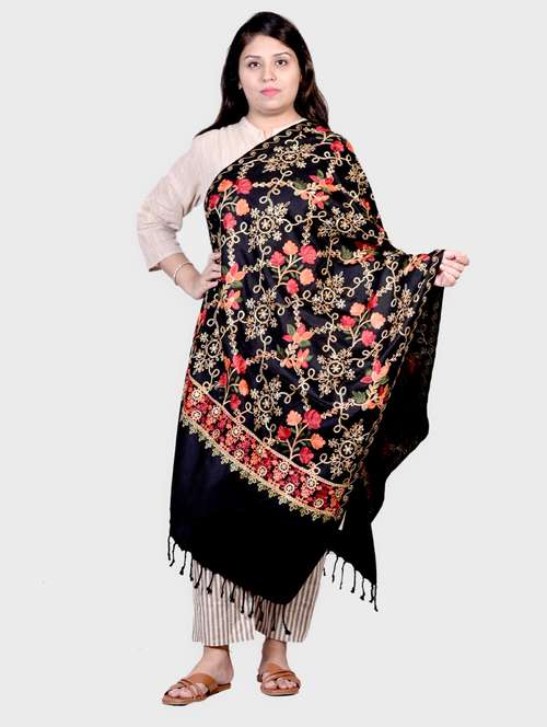 women embroidered woolen shawl - 20605638 -  Standard Image - 0