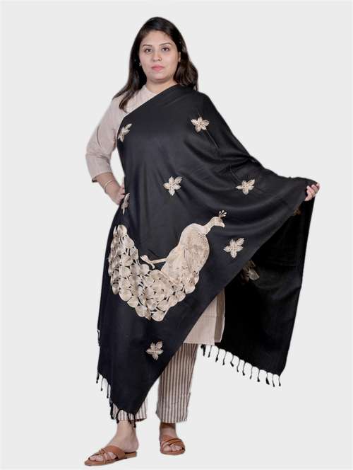 women embroidered woolen shawl - 20605640 - Standard Image - 0