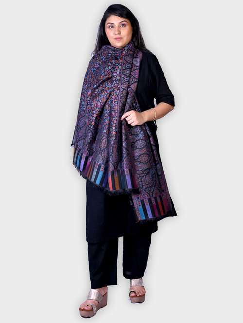 women self designed woolen shawl - 20605651 -  Standard Image - 0