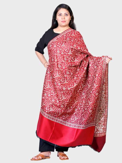 women self designed woolen shawl - 20605667 -  Standard Image - 0