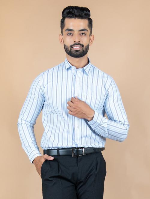 light blue striped formal shirt - 20605678 - Standard Image - 0