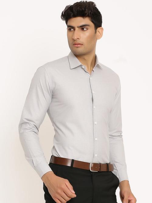 grey solid long sleeve formal shirt - 20605749 - Standard Image - 0