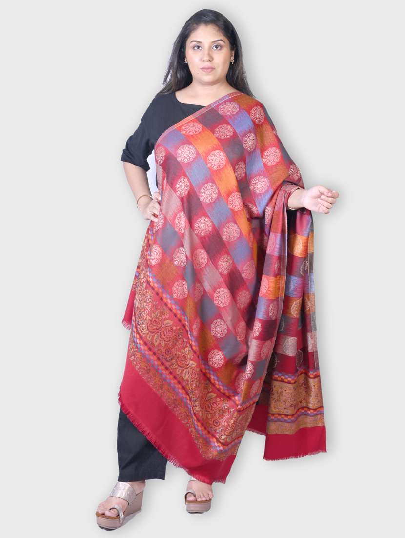 women self designed woolen shawl - 20605952 -  Zoom Image - 0