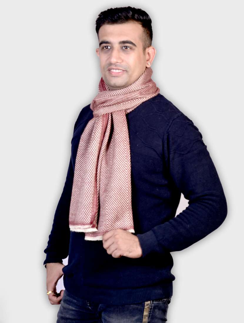 women beige self designed muffler