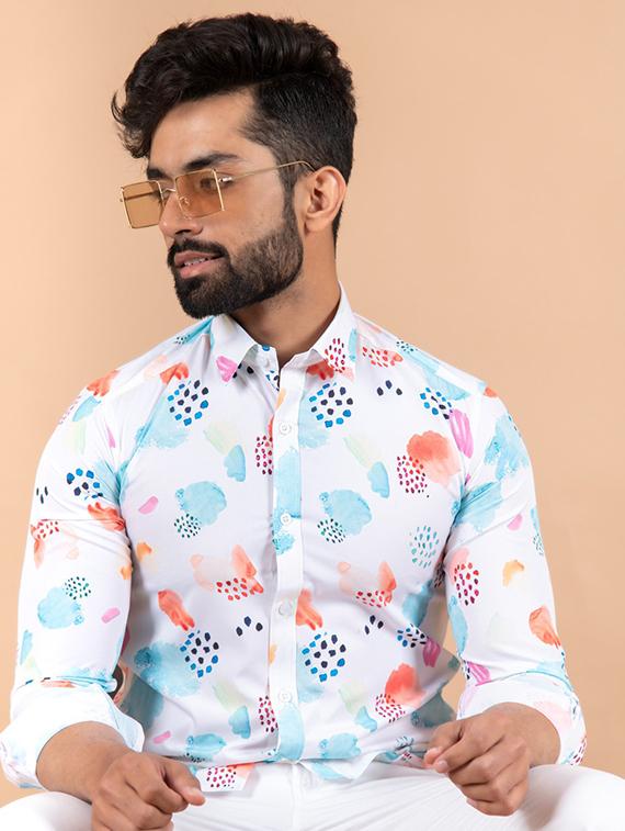 men white printed casual shirt - 20607039 - Standard Image - 3