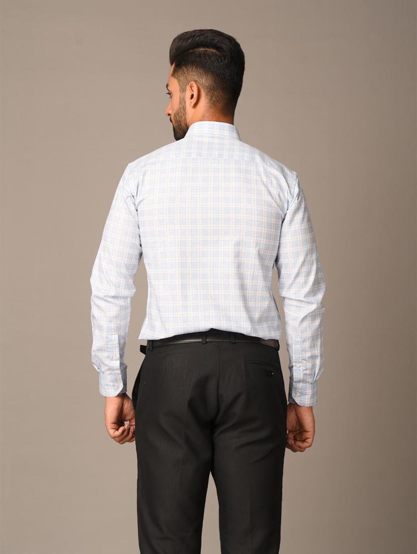 men light blue checked formal shirt - 20608372 - Standard Image - 3