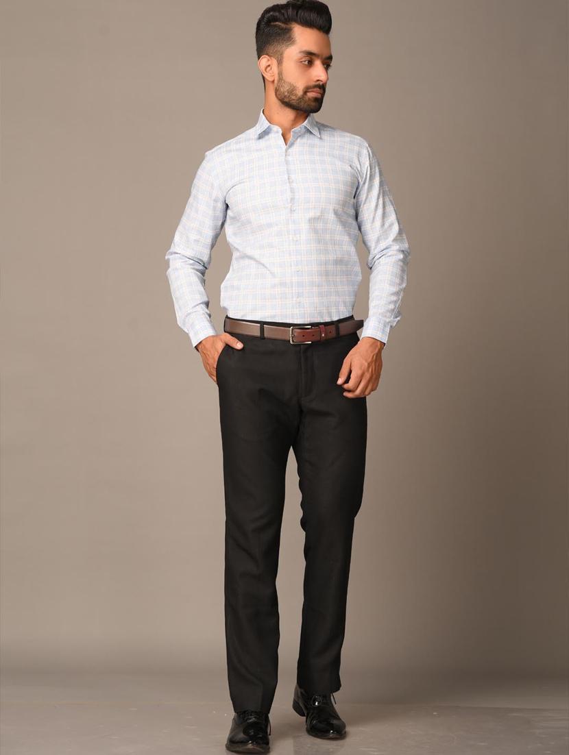 men light blue checked formal shirt - 20608372 - Standard Image - 5