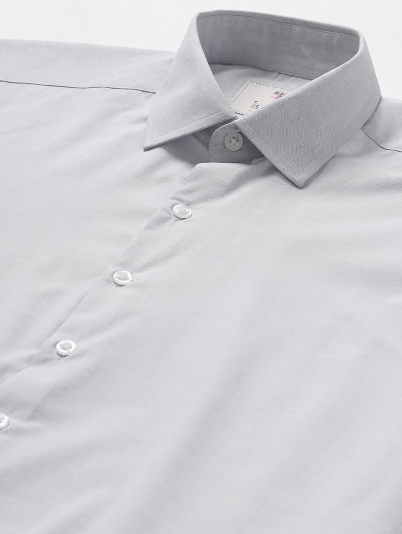 men grey solid slim fit formal shirt - 20608383 - Standard Image - 5