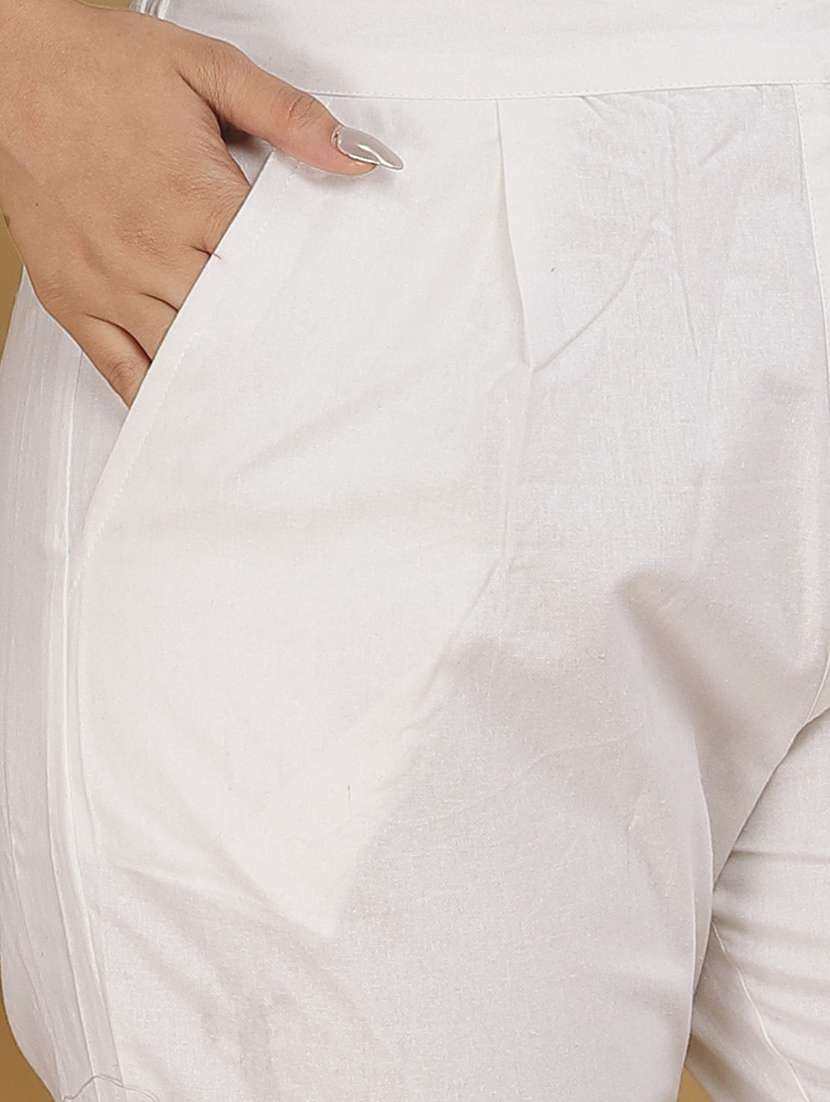 women solid pleated cigarette pants - 20609144 -  Standard Image - 3