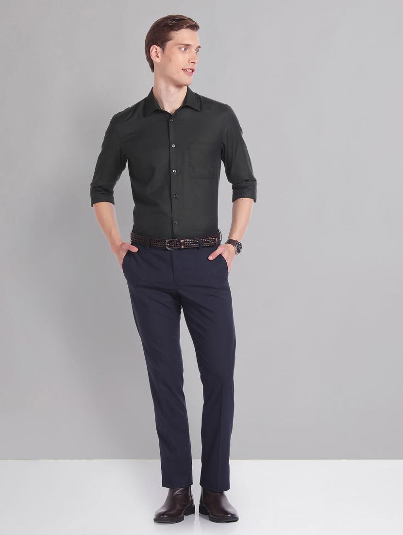 men navy blue slim fit formal trousers - 20609182 - Standard Image - 3