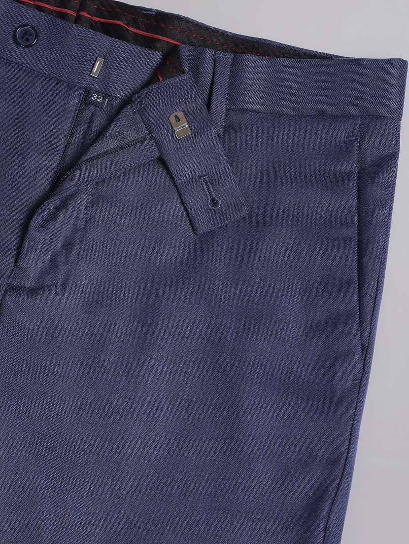 men blue slim fit formal trousers - 20609185 - Standard Image - 5
