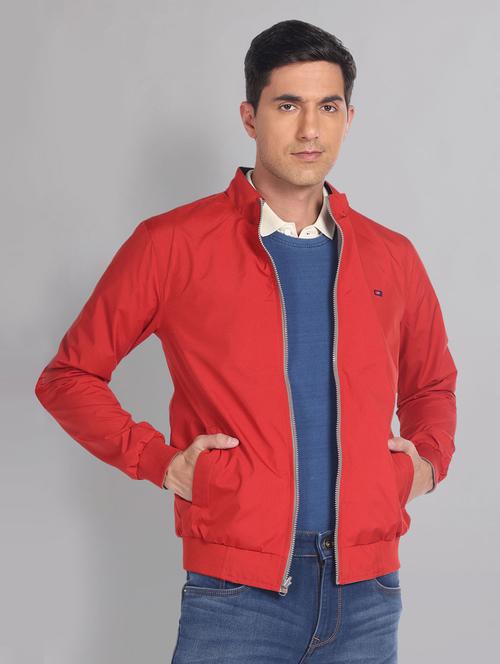men solid red & grey reversible bomber jacket - 20609187 -  Standard Image - 0