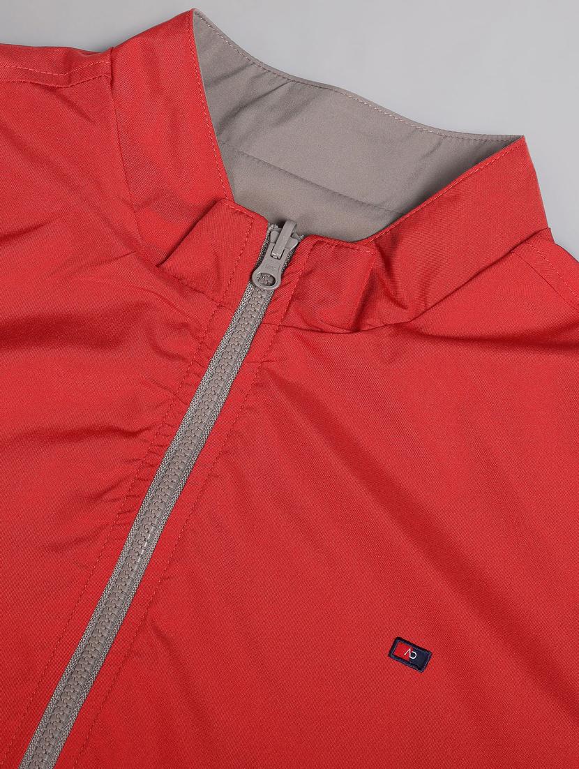 men solid red & grey reversible bomber jacket - 20609187 - Standard Image - 5