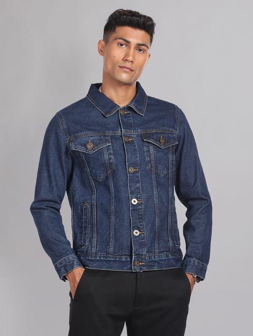 men blue detailed denim jacket - 20609188 - Standard Image - 0