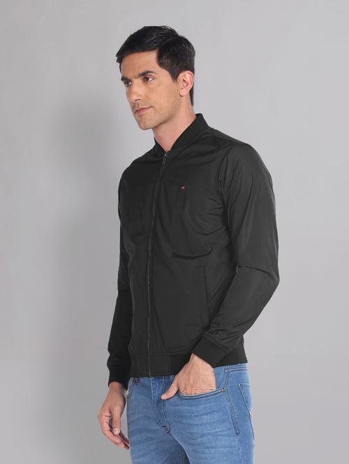 women solid black bomber jacket - 20609193 -  Standard Image - 0