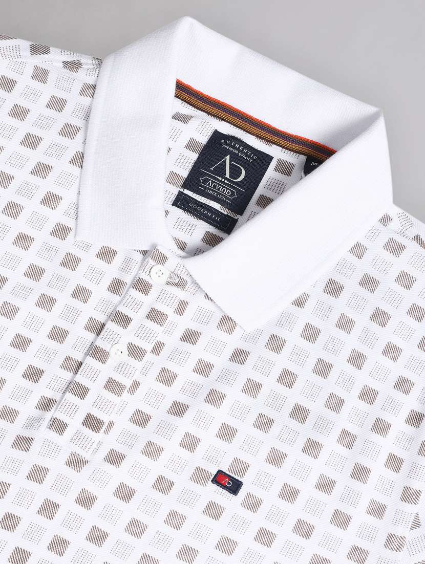 men white polo neck printed t-shirt - 20609204 -  Standard Image - 3