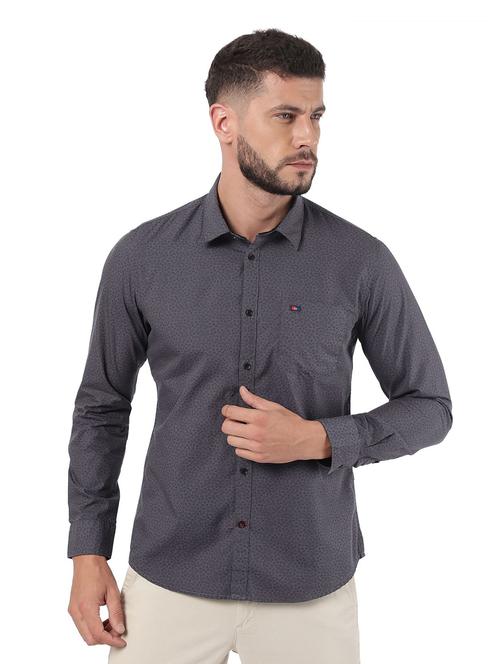 men grey printed casual shirt - 20609213 - Standard Image - 0