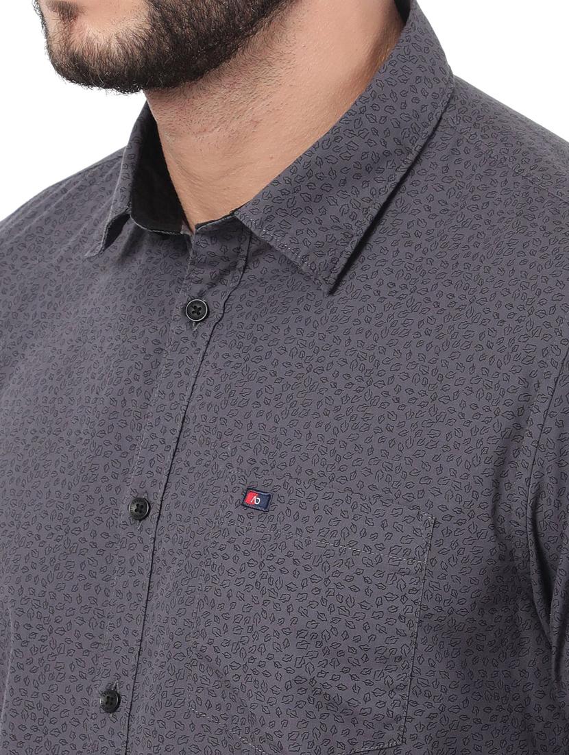 men grey printed casual shirt - 20609213 - Standard Image - 5
