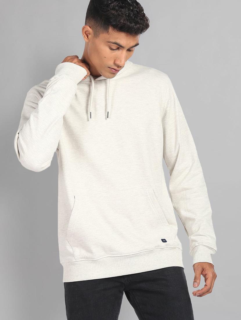 men solid white hooded sweatshirt - 20609245 - Zoom Image - 0