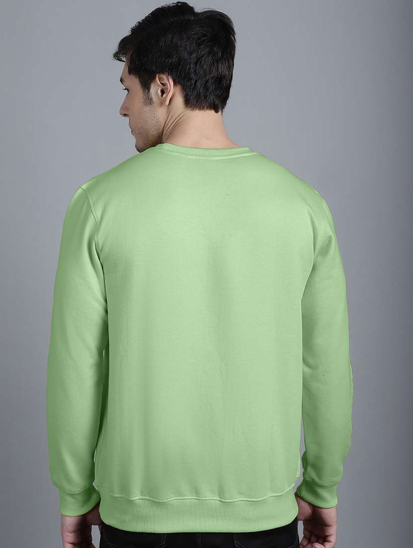 men light green fleece plain sweatshirt - 20609256 - Standard Image - 3