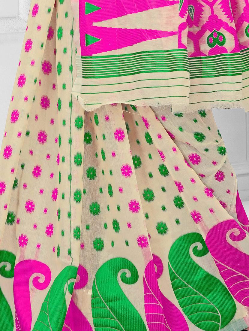 beige self design jamdani saree - 20610195 - Standard Image - 3