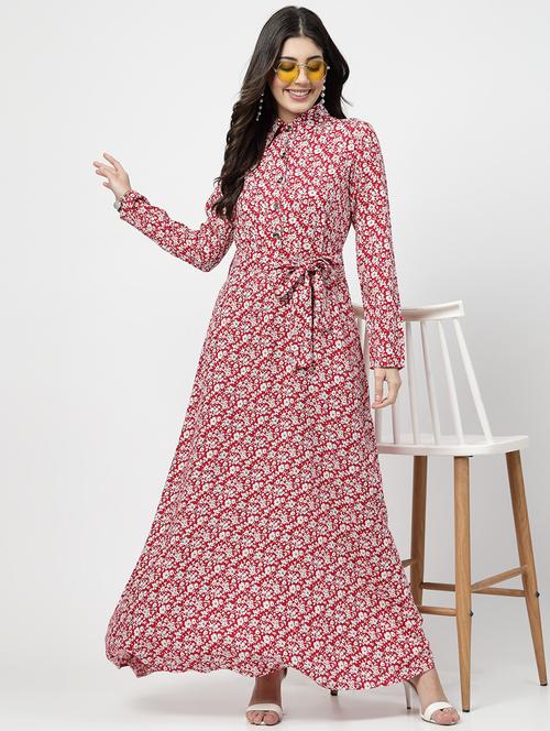 women red floral printed maxi dress - 20610266 - Standard Image - 0