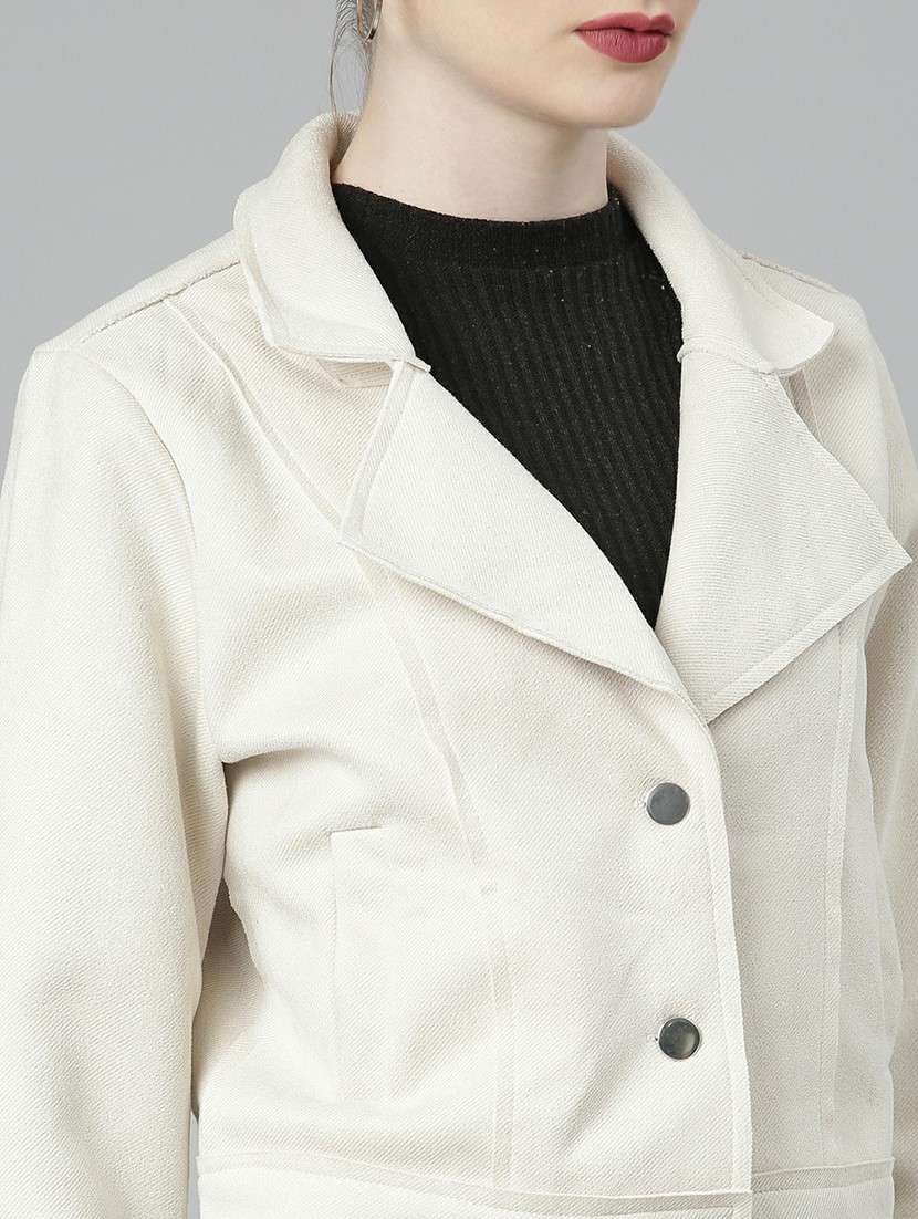 women cream solid regular jacket - 20610317 -  Standard Image - 5