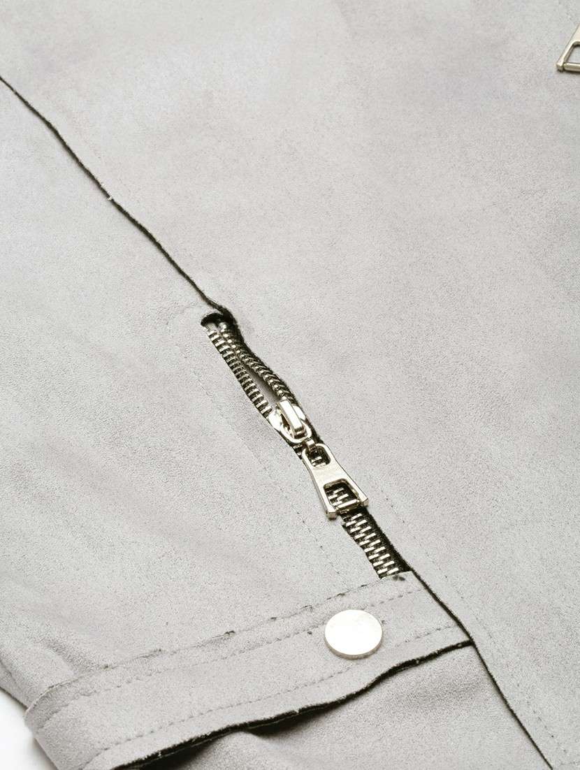 women grey solid regular jacket - 20610322 -  Standard Image - 8