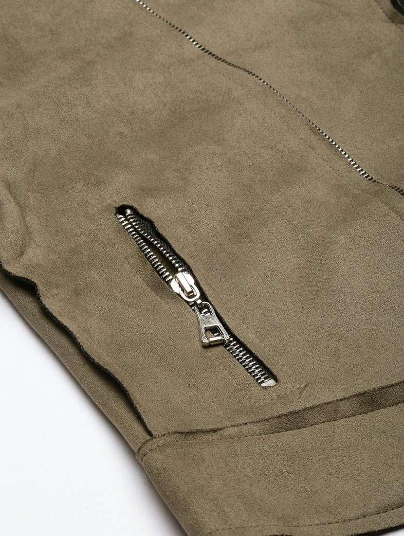 women olive solid regular jacket - 20610326 -  Standard Image - 8